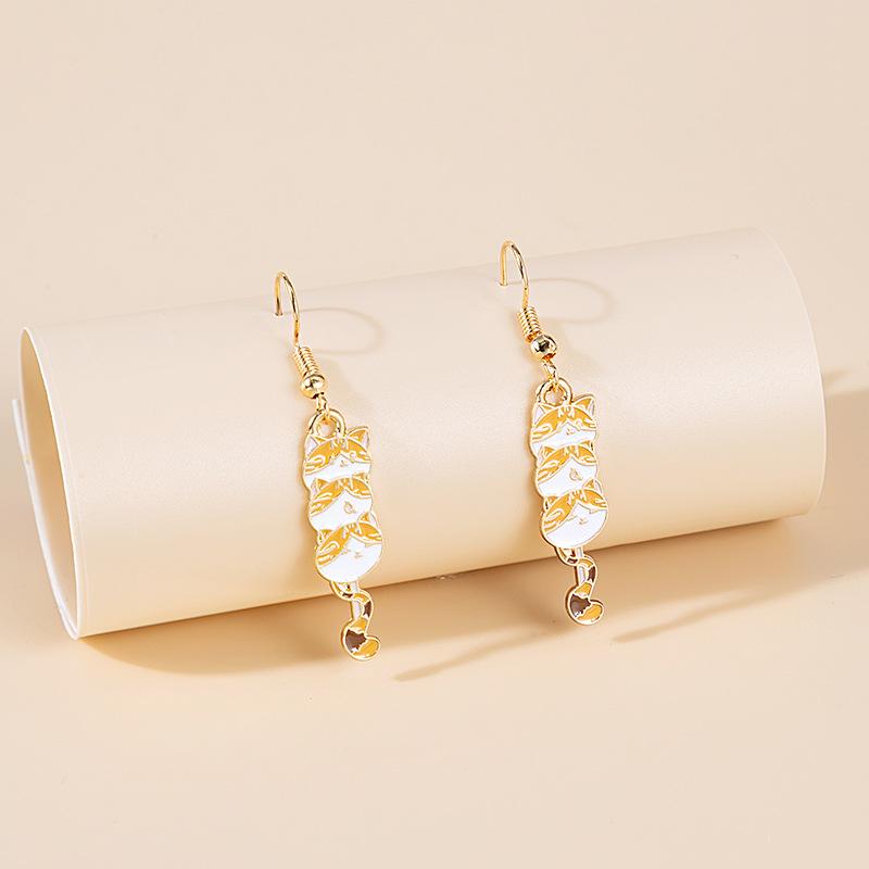 Fashion Cute Fox Koi Cat Rabbit Earrings for Women Girls Sweet Cartoon Enamel Painted Animal Earrings Jewelry Gift