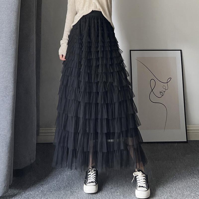 

Spring Two-Piece Skirt Set: French Puff Sleeve Knit Top & Cake Skirt Plus Size Outfit Large