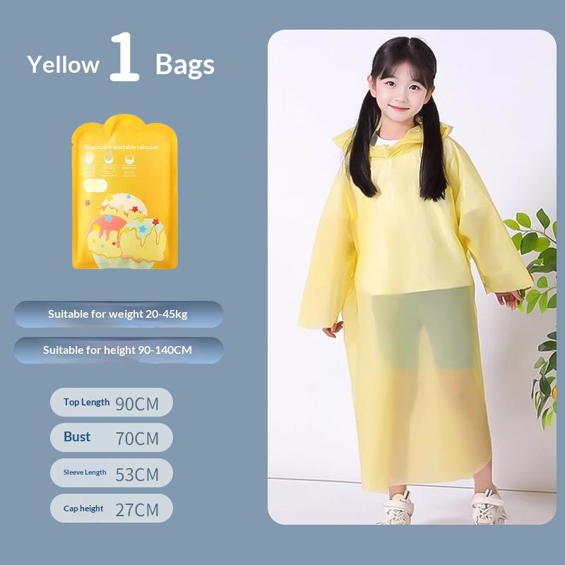 Children EVA Raincoat Disposable Long One Piece Rain Poncho Waterproof Lightweight for Travel Camping School Rainy Days