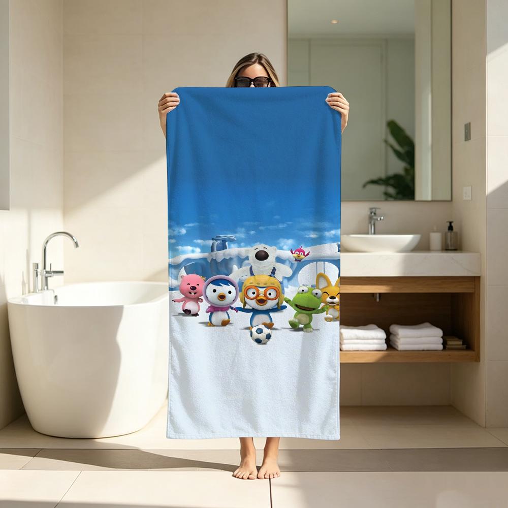 Animation P-Pororo the Little Penguin Towel Microfiber soft Beach Towel for Travel Fitness Sauna Bathing Camping