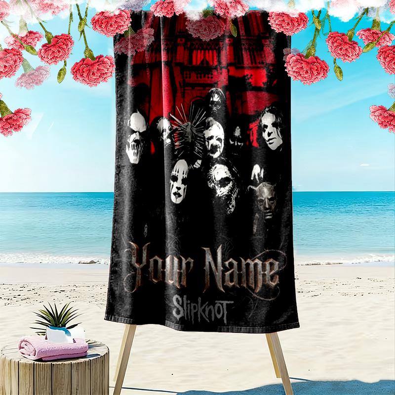 Name Custom Slipknot Print Beach Towel, Large Soft Quick Dry Towel for Beach Camping Swimming