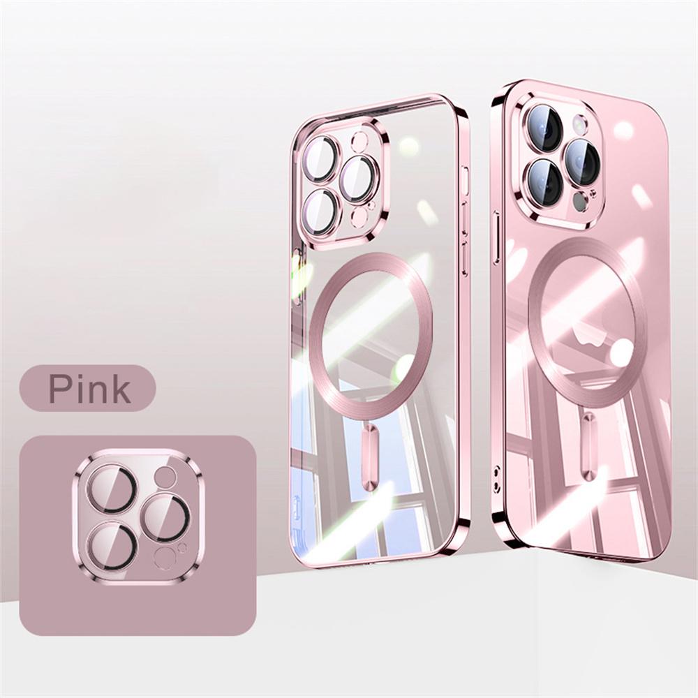 Soft Plating Wireless Charge For Magsafe Phone Case For iPhone 17 15 14 13 12 11 16 Pro Max Magnetic Clear Back Covers