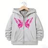 Sudadera con capucha y cremallera de moda para niños, sudaderas casuales divertidas con letras de mariposa, chaquetas para niños y niñas, sudaderas con cremallera, ropa para niños