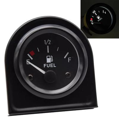 1x 12V 2'' 52mm Car Fuel Level Gauge Meter With Bracket 240-33 Ohm E-1/2-F White LED Light Black Plastic Gauges 6.8 * 7.2cm