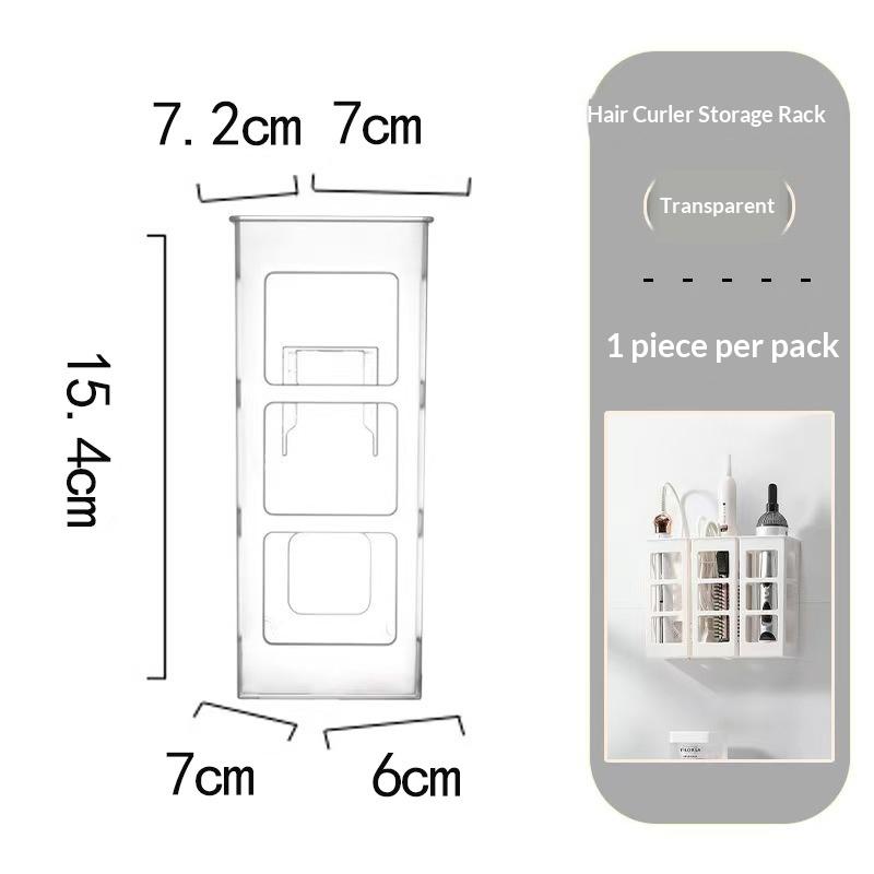 Curly Hair Curler Storage Box, Wall-Mounted Hair Care Tool Organizer, Compartmentalized Storage With No-Punching Design