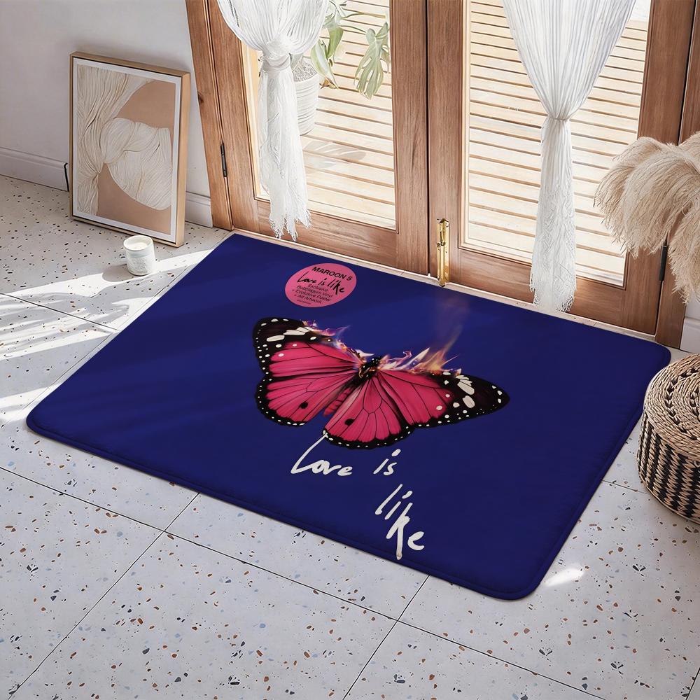 M Maroon 5 band Floor Mat Eco Flannel Doormat Non Slip Odorless Indoor Floor Rug Soft Short Plush Home Mat