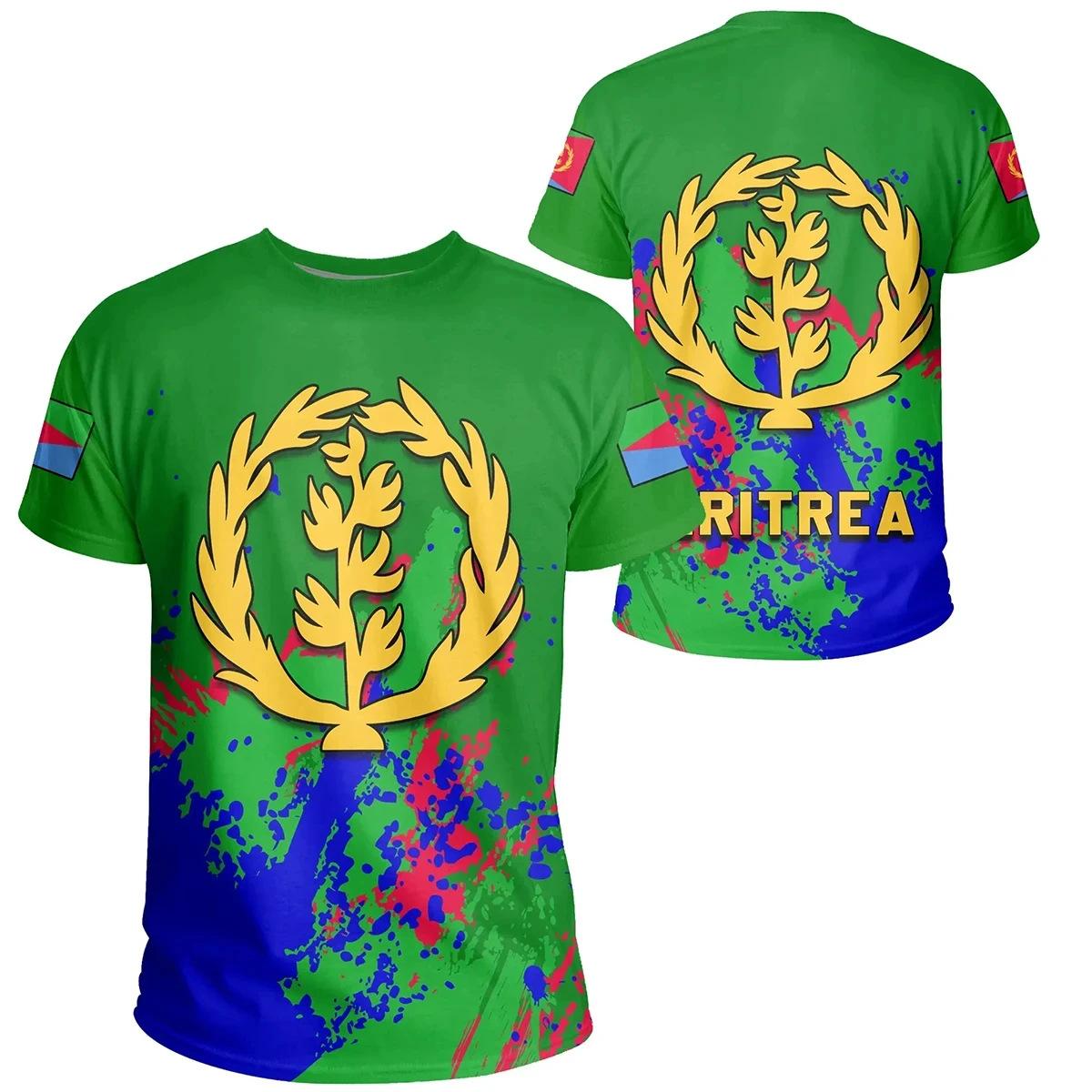 KMY SUPER NO.2 Zomer Ronde Hals 3D Eritrese Vlag Print Top Modieuze Casual Korte Mouw Kinder Jongens T-shirts 120