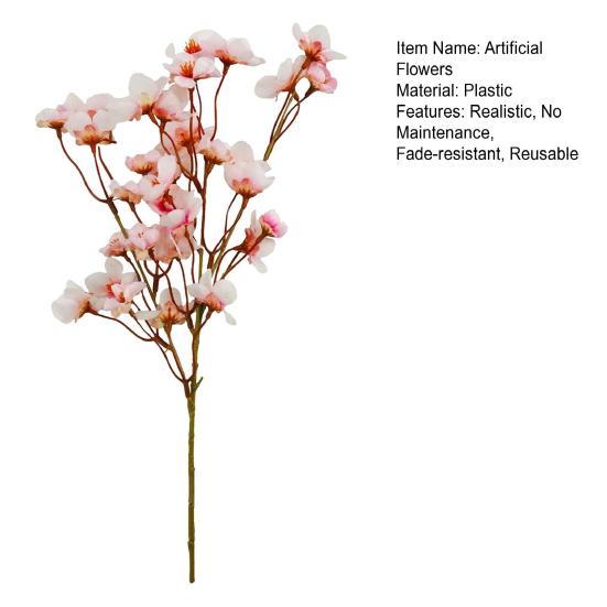 Artificial Peach Blossom Branches Decor No Withering Fake Flowers Silk Spring Faux Flowers Peach Bouquet for Home Living Room Bedroom