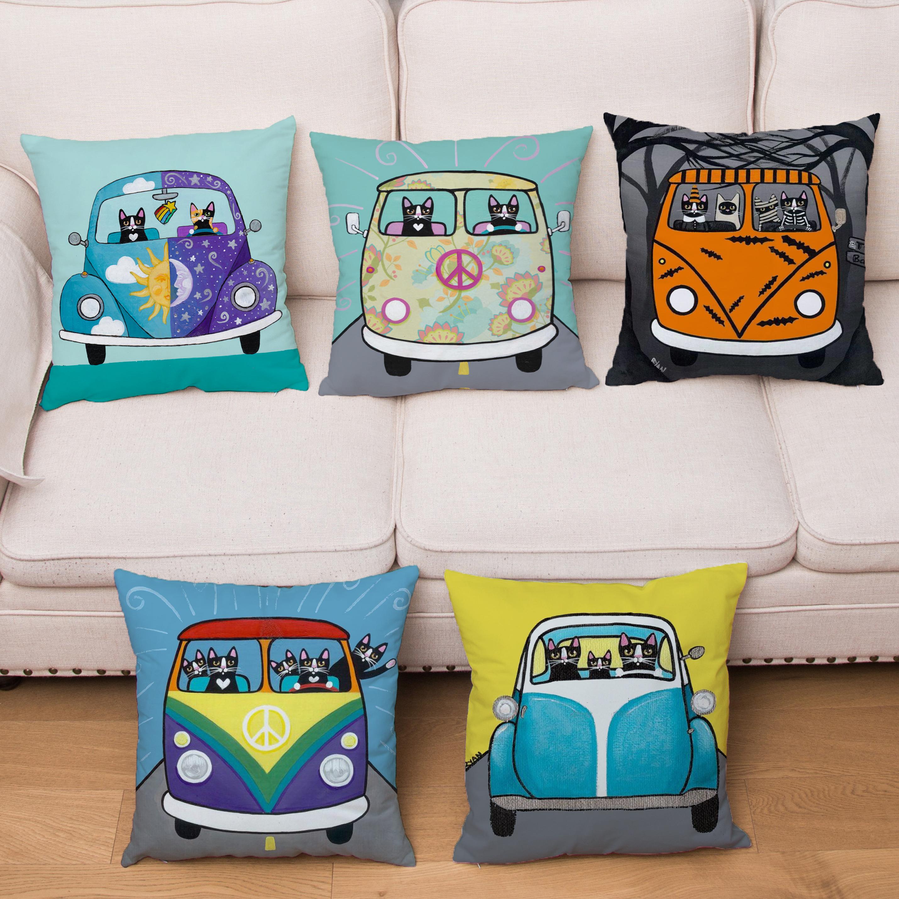 

Home Decor Cute Cartoon Drive Car Cat Pillow Cover Cushion Cover Pillow Cover Sofa Car Home Decor Cushion Cover