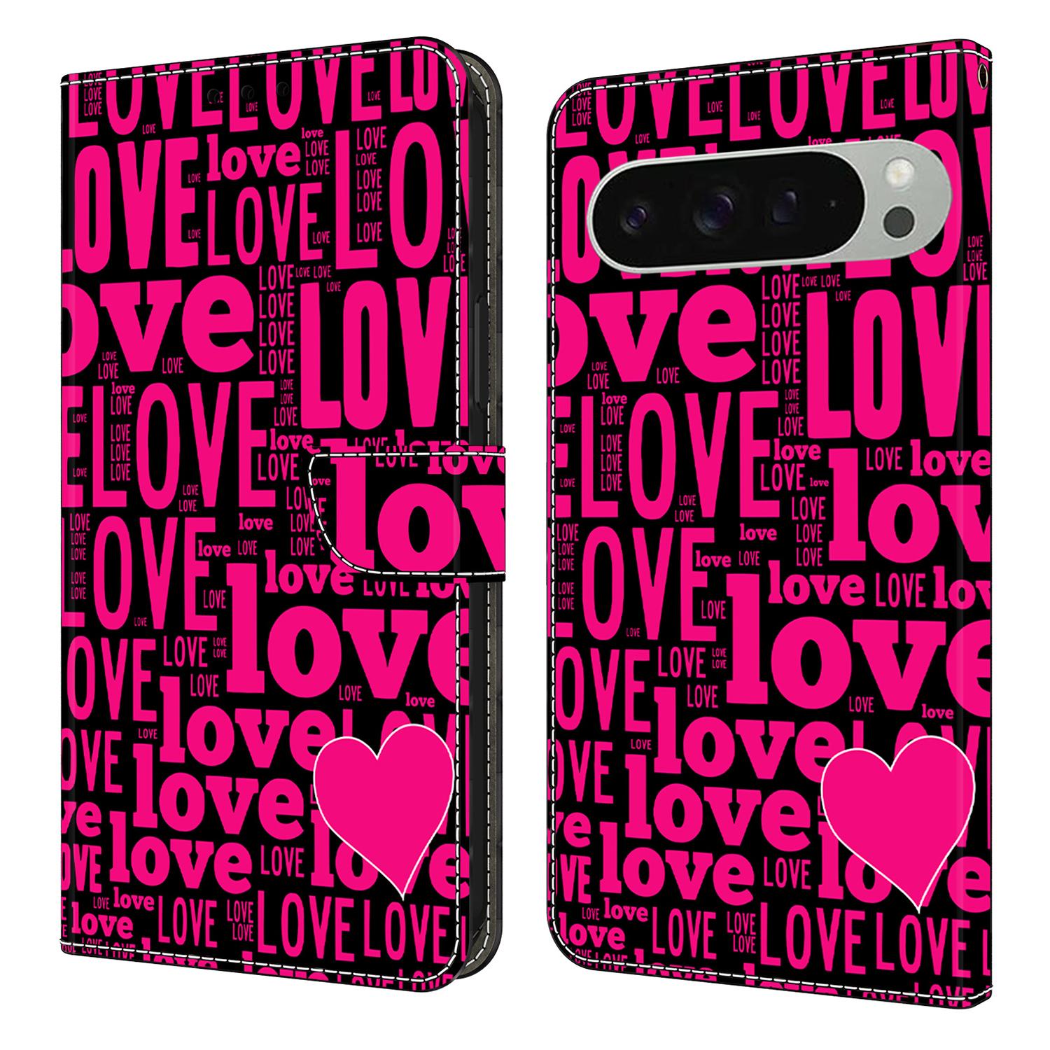 

Для Google Pixel 9 Pro XL Чехол-кошелек С принтом Узор Искусственная кожа Книжка Подставка Чехол для телефона LOVE