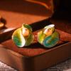 Baroque Natural Pearl Earrings 925 High-end Retro New Chinese Oil Painting New Niche Women's Earrings