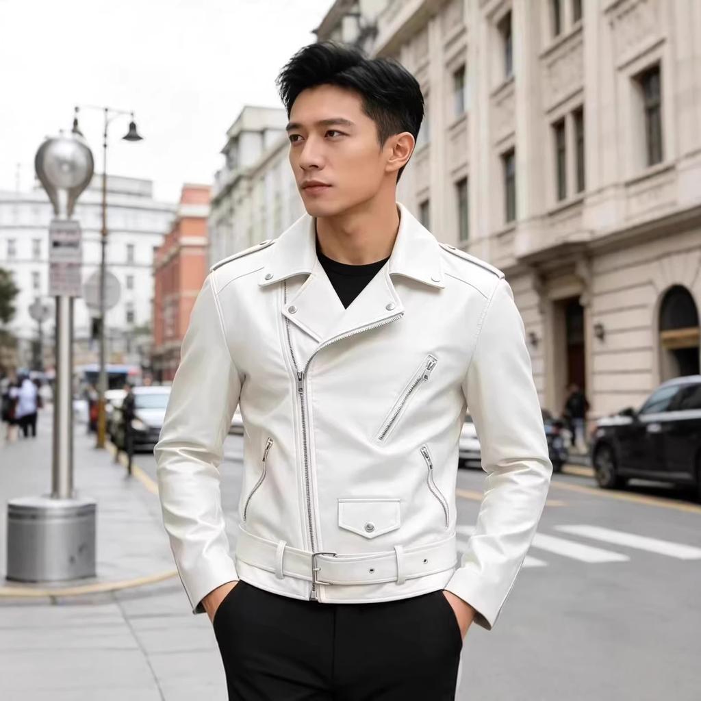 Autumn and winter new fashion men's PU leather jacket plus size men's leather jacket lapel zipper leather jacket men's