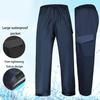 Double Layer Waterproof Rain Pants Ankle-banded Elastic Waistband Flap Pockets Unisex Camping Trekking Climbing Rain Trousers Outdoors Clothing