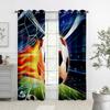 3D Colorful Football Ink Splashing Design Art Curtains, 2 Panels, Kids Room, Bedroom, Living Room, Balcony Decor