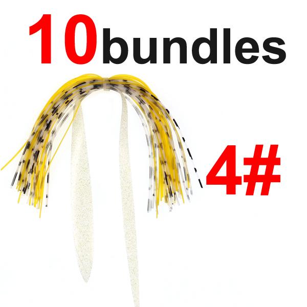 10 Bundles Double Colors Mixed Silicone Skirt Trailer Replacement for Slider Jigs Squid Madai Squid Snapper Jigging Fishing Lure