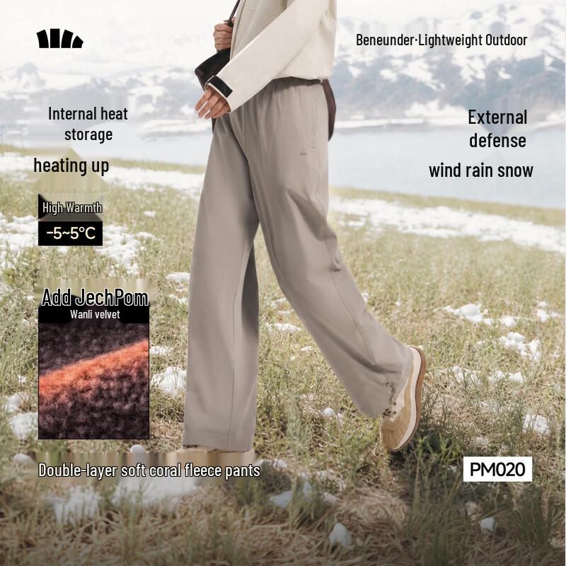 Beneunder Women's Double-Layer Thermal Fleece Straight-Leg Pants