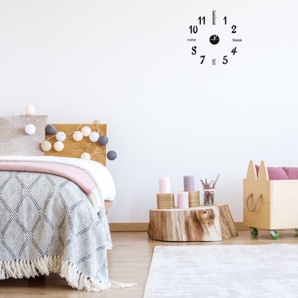 Wall Sticker Digital Clock Stickers Wall Clock DIY 3D Decorative Wall Clock for Home Black