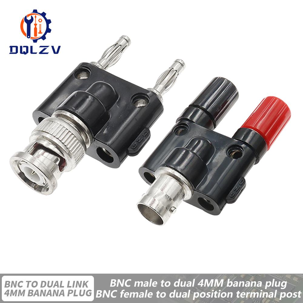 1PCS BNC to Two Dual 4mm Banana Male Female Jack Coaxial connector RF Adapter