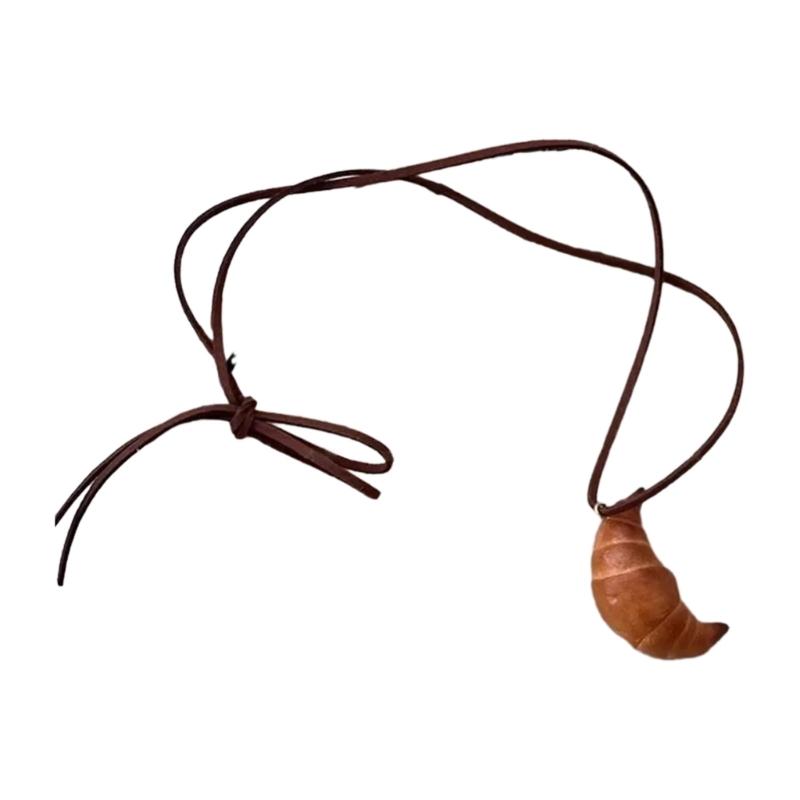 Multipurpose Artistics Bread Charm Necklace Featuring Wreath Bagel and Smiling Pretzel Miniatures Fashion Accessory