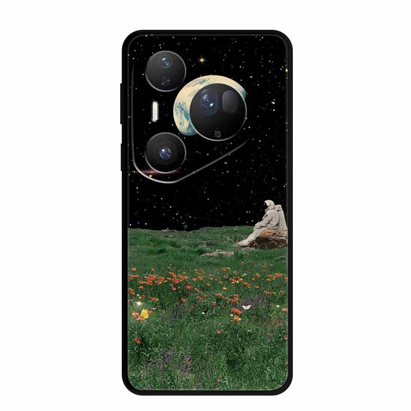 Flower Phone Case For Huawei Pura 70 80 Pro Plus Silicone TPU Cover for Pura80 Pro+ Pura70 Ultra Para Black Back Soft Protector