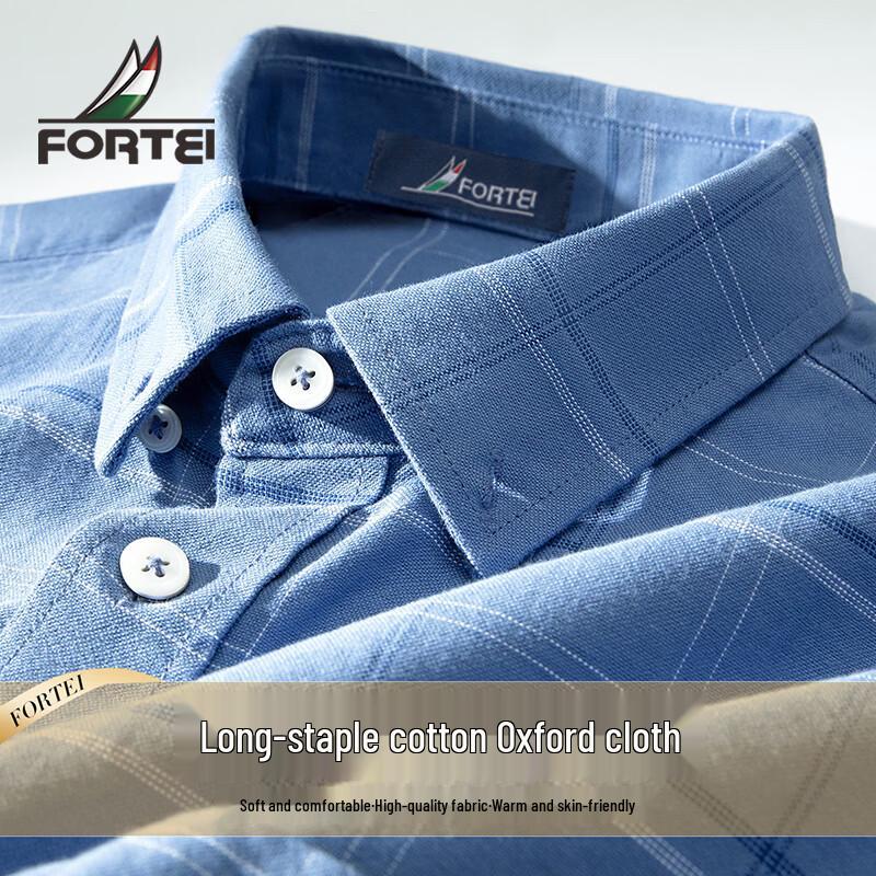 Men s Long-Staple Cotton Oxford Plaid Shirt M