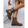 Fall/Winter New Mid-Leg Front Lace-Up Viscose Shoes Suede Block Heel Round Toe Martin Boots Women's