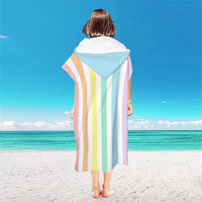 Microfiber Quick-Dry Hooded Beach Poncho Bathrobe for Adults