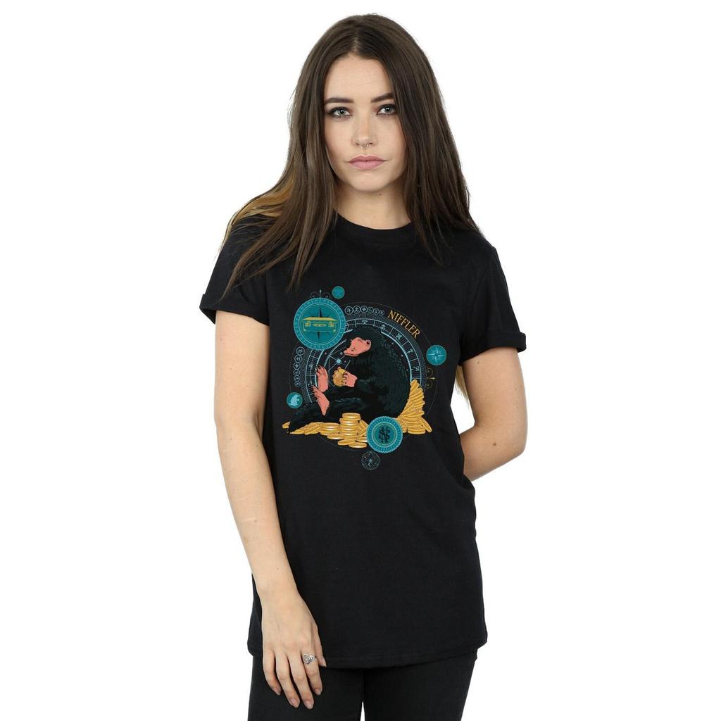 Phantastische Tierwesen Damen/Damen Sitting Niffler Boyfriend-T-Shirt aus Baumwolle