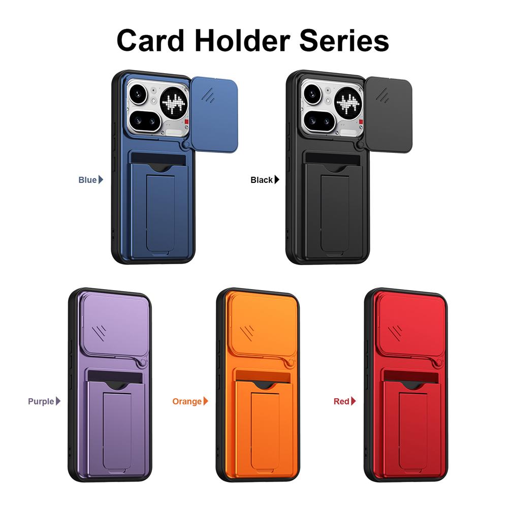 KEYSION Card Slot Holder Bag Phone Case for Nothing Phone 4A Pro Slide Camera Protection Upright Kickstand Shockproof Cover