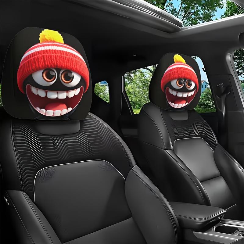 2 pezzi di Copricapo per Poggiatesta Auto a Forma di Cappello Rosso dei Cartoni Animati, una Decorazione Essenziale per l'Auto, Versatile e Adatto per la Guida su Lunga Distanza