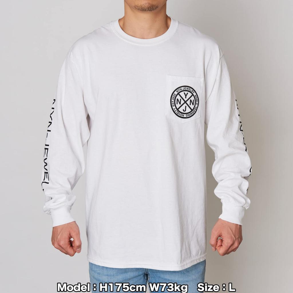 EMBLEM TEE Long Sleeve Oversized NYN-JEWELRY L/S Men's T-Shirt, (L, WHT)