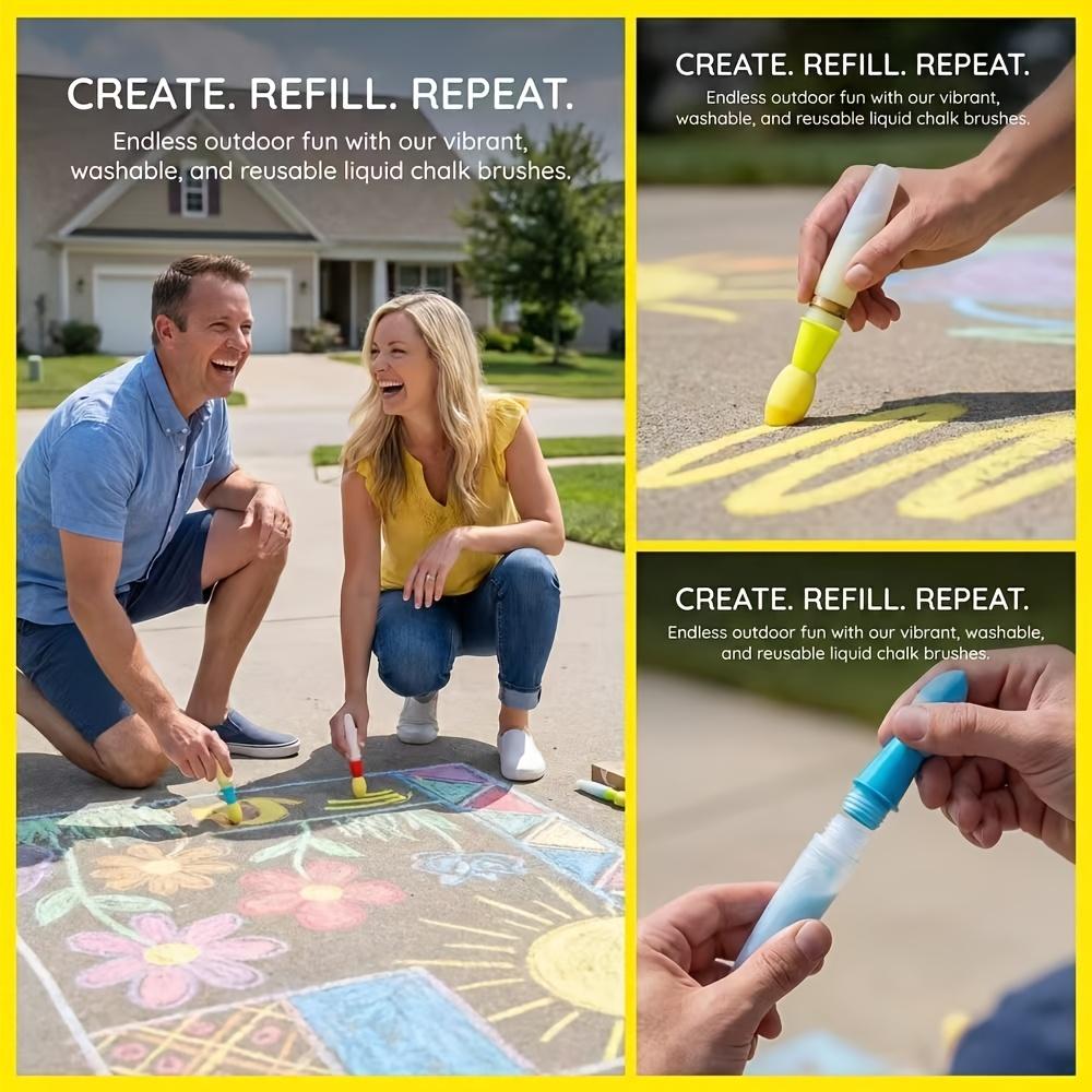 3pcs Indoor/Outdoor Sponge Chalk Brush Set (3 Brushes) - Suitable for Outdoor Creative Scenarios Such as Sidewalk Painting, Driveway Graffiti