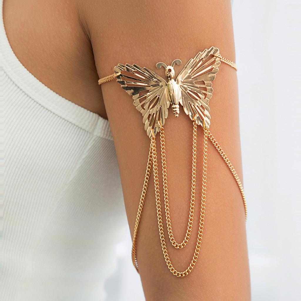 Fashion Metal Merry Su Chain Punk Arm Chain, Exaggerated Ladies Open Butterfly Arm Bracelet
