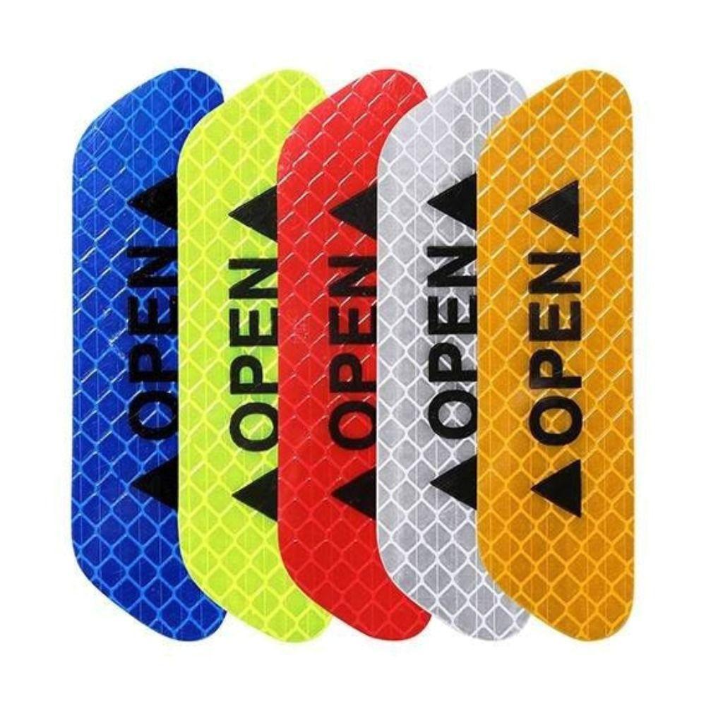 4 PCS Auto PET Reflective Car Door Sticker Interior Exterior Reflector Tape Decal Universal Car Accessories Helmet