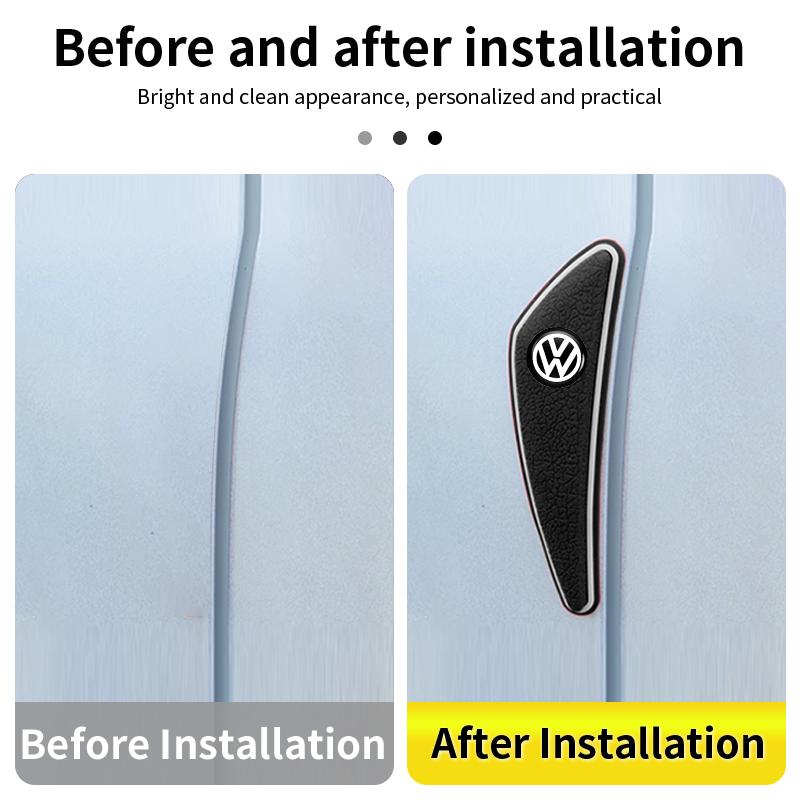 4Pcs PVC Soft Rubber Blade Shaped Auto Car Door Corner Anti-collision Sticker For VW Tiguan CC Jetta Polo Golf Passat Zt1