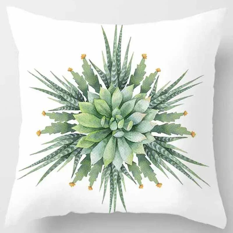 Car Sofa Cushion Cover Botanical Cactus Print Square Pillowcase Bedroom Home Decor