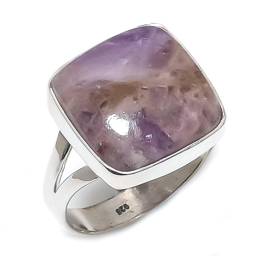 Natural Tiffany Stone Gemstone 925 Solid Sterling Silver Jewelry Ring S.8.5 W3H47