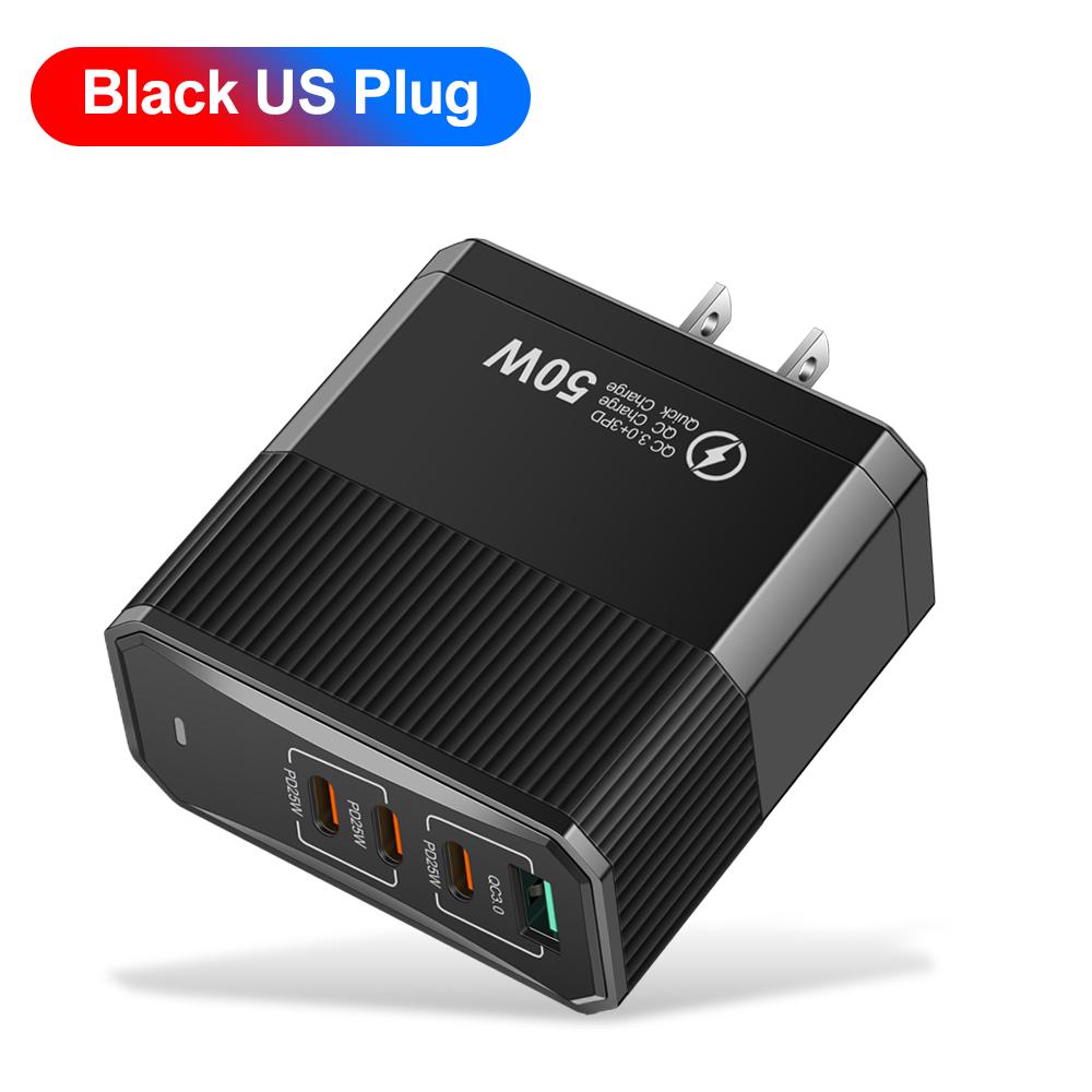 Adăugați încărcător de 100W cu 4 porturi TypeC, încărcare rapidă QC3.0, încărcător de călătorie pentru iPhone Samsung Xiaomi, adaptor de perete cu priză EU/US/UK/KR