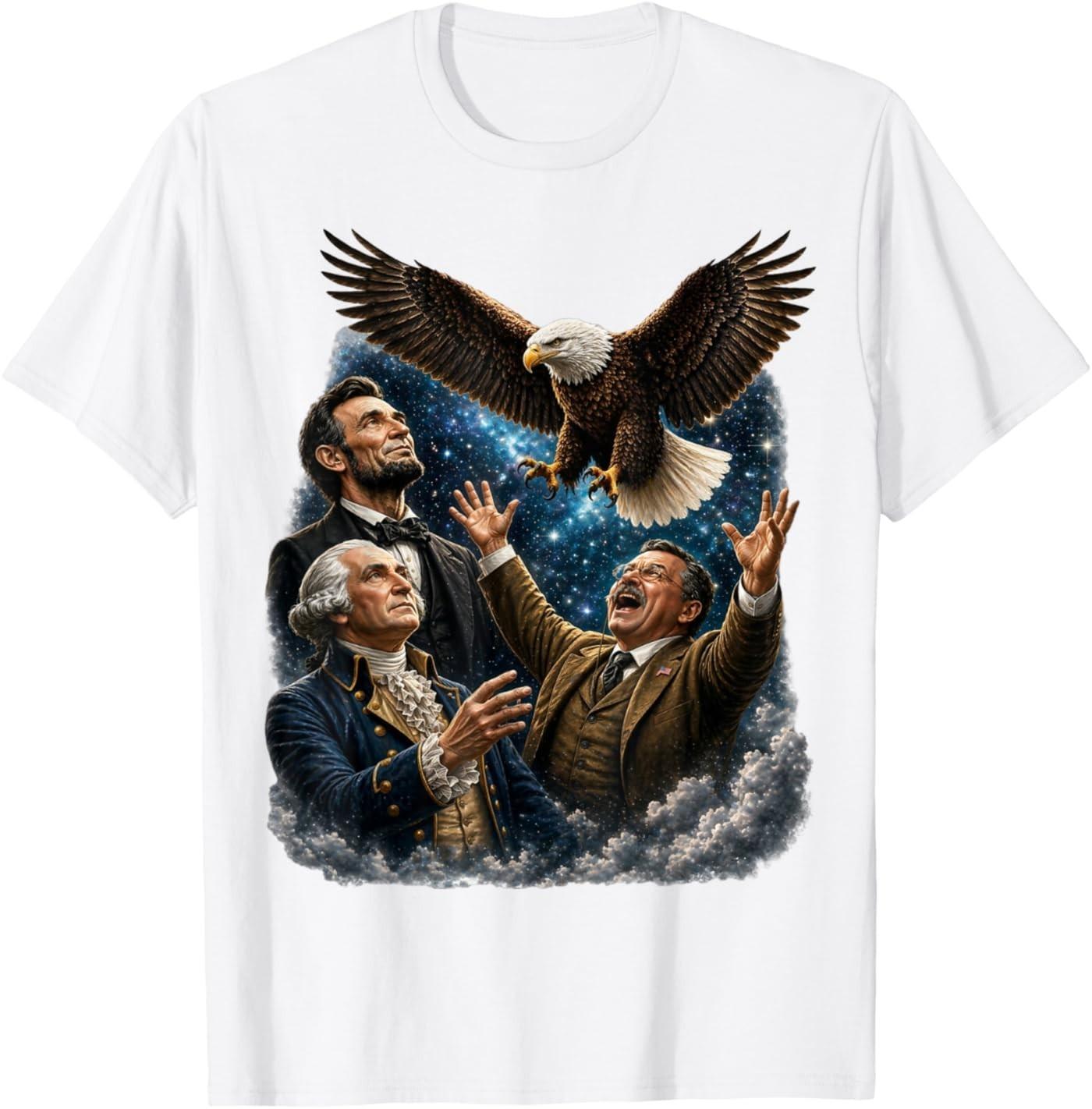 Funny Patriotic Presidents Bald Eagle Shirt USA Novelty Tee T-Shirt S разноцветный
