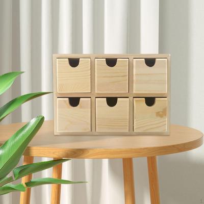 Small Drawer Storage Box Makeup Jewelry Organizer, Craft Household Wooden Desk Organizer Mini