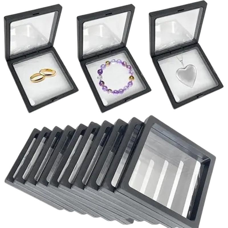 1/50 pièces 2026 Présentoir d'affichage 3D à cadre flottant Boîte d'affichage flottante transparente en PE Boîte de rangement pour bijoux Cadre de suspension Emballage