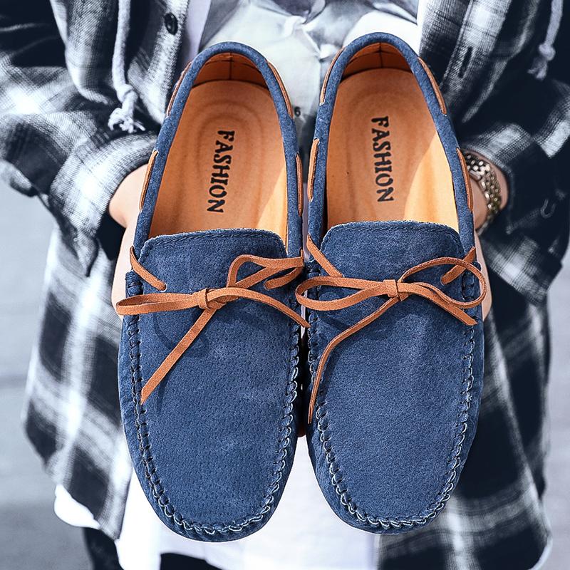 Sommer Herren Wildleder Slipper Leder Freizeit Slip-on Schuhe Handgefertigt Mokassins Freizeit Spaziergang Herren Fahrschuhe Elegante Freizeitschuhe