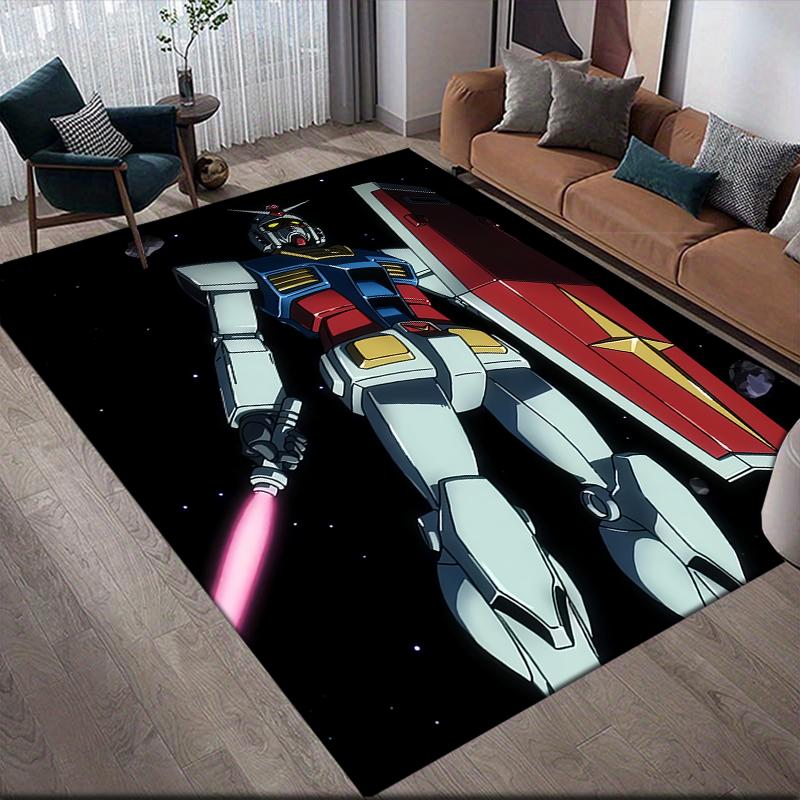 Mobile Suit Gundam Mecha Squad Square Area Rug, Non-Slip Floor Mat for Bedroom, Perfect Gift for Gundam Fans.chl