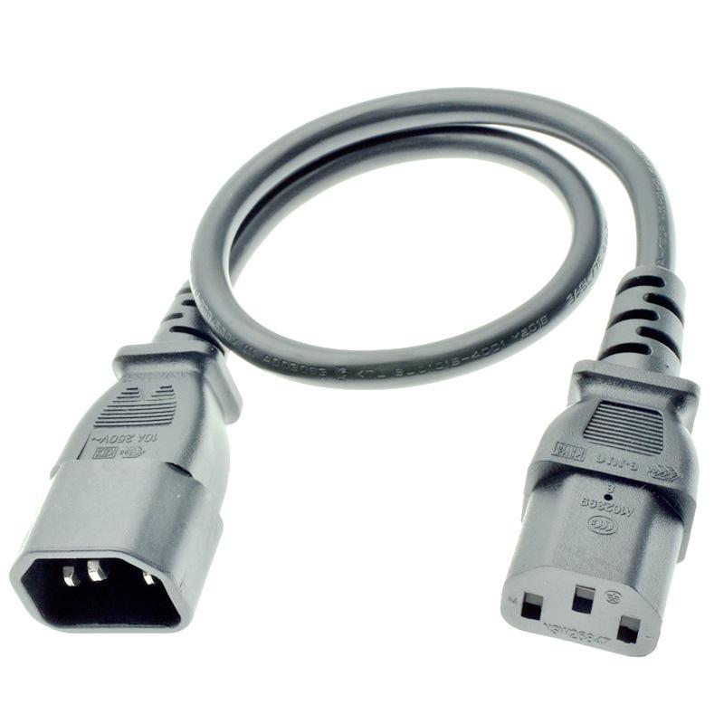 C13-C14 Cloverleaf Male to Female Power Extension Cable, Pure Copper Server Cabinet Adapter Cord C13+C14