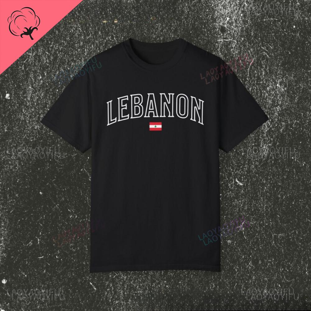 T-shirt z nadrukiem flagi Libanu Top Unisex Oddychający Camisetas Wysokiej jakości bawełna Wygodny Osobowość Krótki rękaw