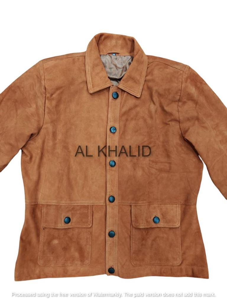 AL KHALID Nova camisa feita à mão de couro genuíno macio camurça marrom para mulheres casual