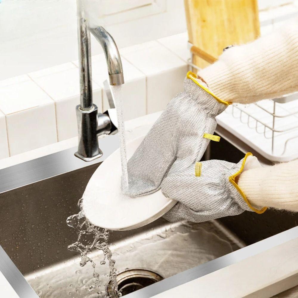

Waterproof Dishwashing Gloves Thickened Steel Wire Ball Gloves New Cleaning Silver Gloves