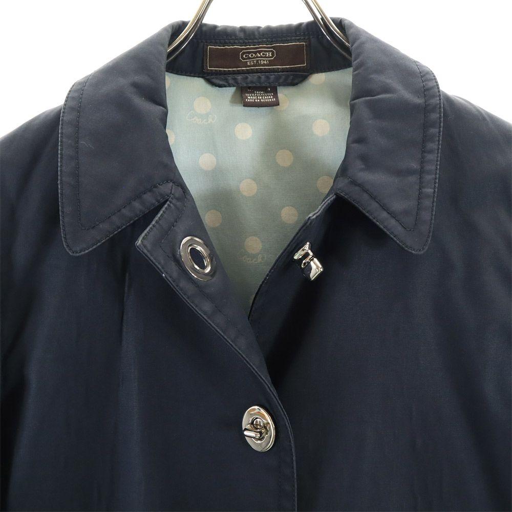 COACH Stainless collar coat 4 Navy Women Used