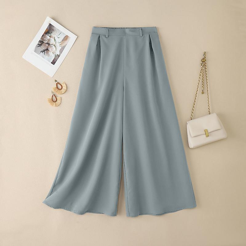 ZANZEA Womens Casual Solid Color Loose Wide Leg Pants