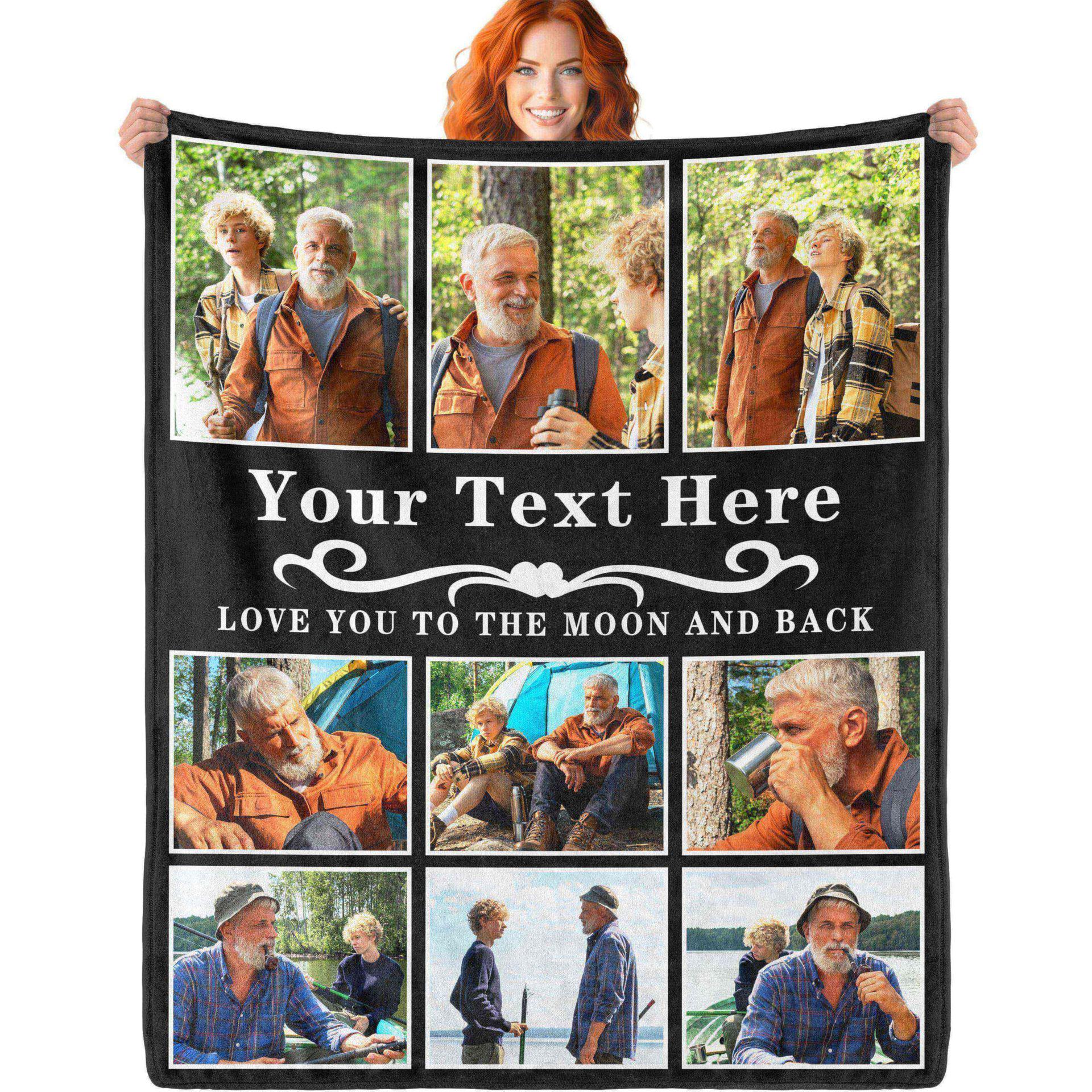 

Personalized Flannel Blanket with DIY Photo & Text, Digital Print 70x100 cm